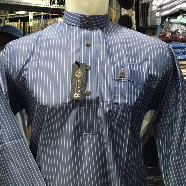 KOKO AL KAROM MOTIF SALUR BAJU MUSLIM PRIA VIRAL KEKINIAN BAJU SNTRI KOKO MODEL MELAYU KANCING THAIL