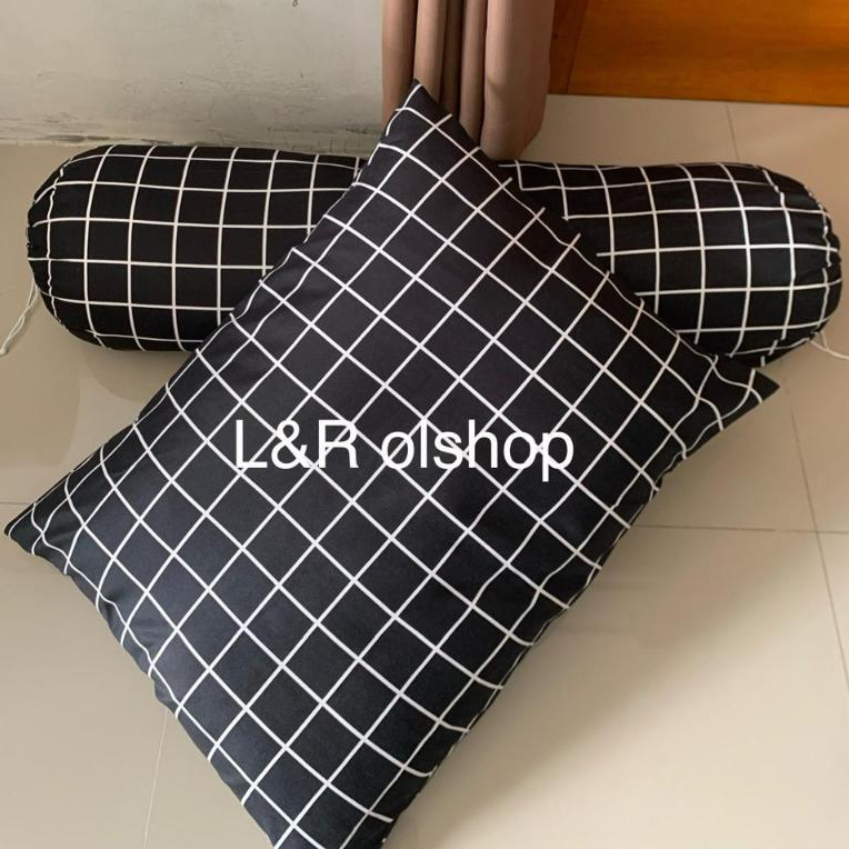 1set Sarung Bantal & Sarung Guling / Sarung Bantal Resleting & Sarung Guling Tali