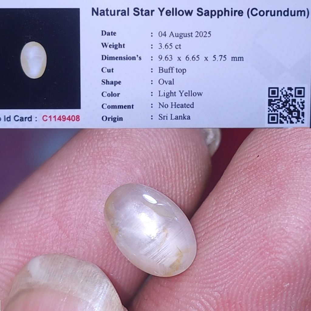 Natural light yellow star sapphire ceylon safir srilanka no treatment