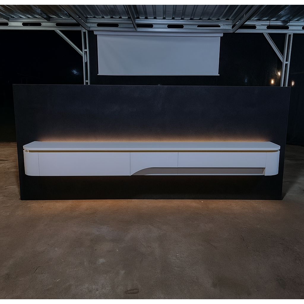 Meja TV oval top motif marmer