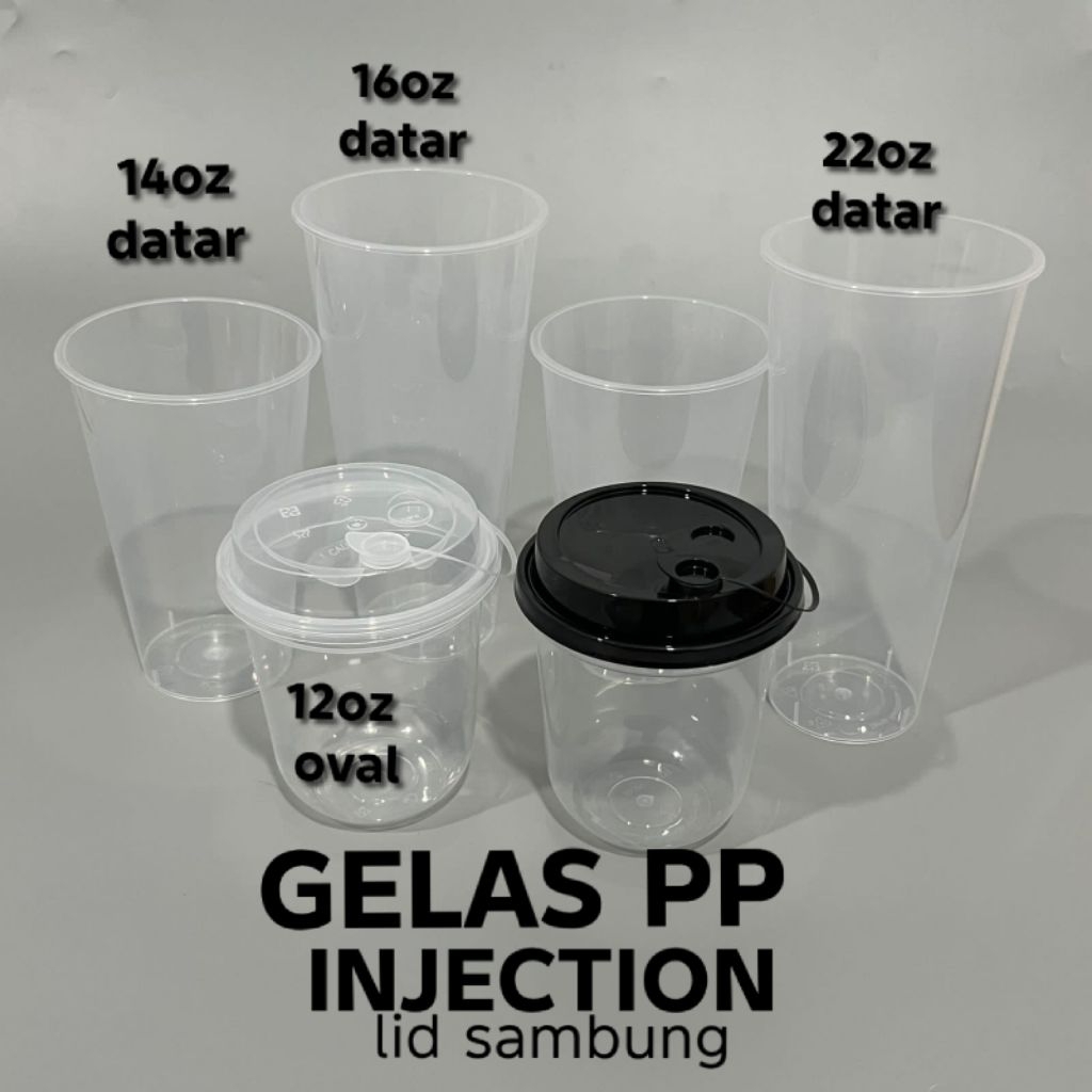 GELAS PP INJECTION 12oz/14oz/16oz/22oz LID SAMBUNG