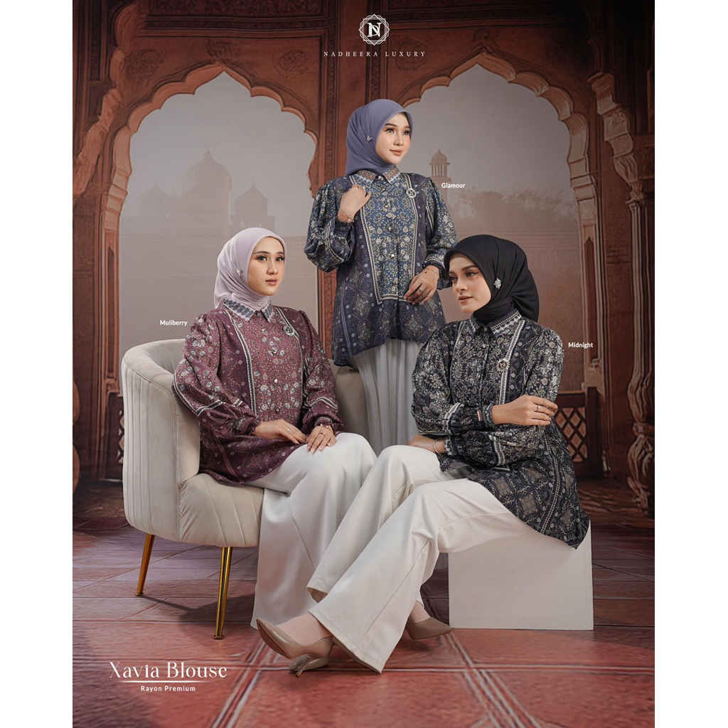 [NEW] • COD | XAVIA BLOUSE • NADHEERA LUXURY / Blouse Atasan Cewek Kemeja Cewek Kemeja Bunga Kemeja 