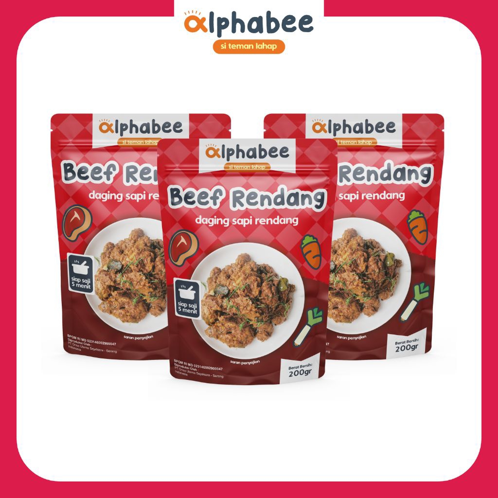 

(ISI 3) ALPHABEE Beef Rendang 100gr | Frozen Food | Daging sapi rendang | Tanpa bahan pengawet