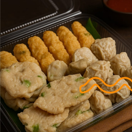 

BATAGOR GUNTUR - MIX Batagor, Siomay, Aci Batagor Di Vakum isi 10 Pcs Asli Ikan Tenggiri