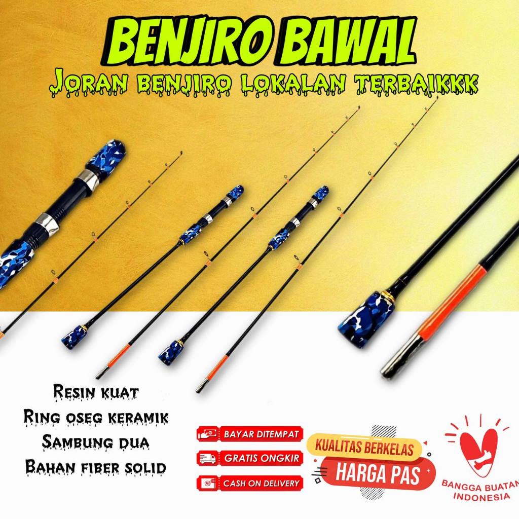 Joran pancing laut jigging benjiro bawal pe 1-2 max 10kg COD terlaris
