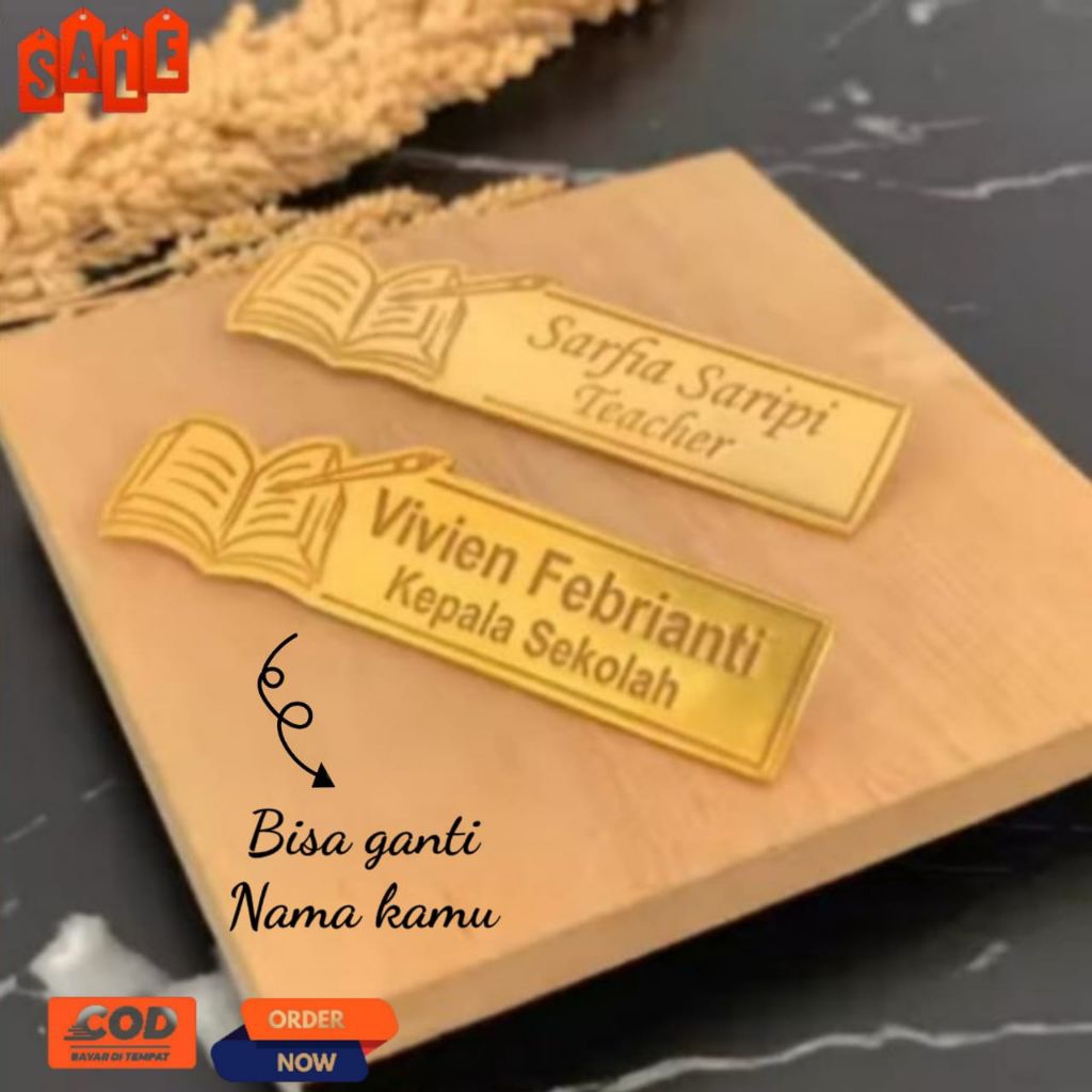 

Nametag Nama Dada Name Tag Lapis Emas
