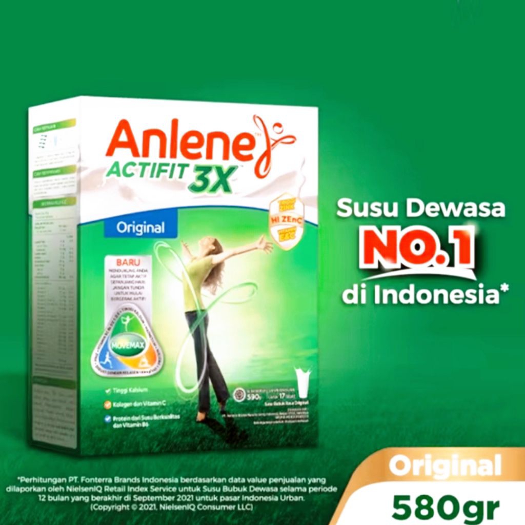 

Anlene Actifit 3X Susu Bubuk Dewasa Original 580 gr - Nutrisi Kesehatan Tulang Sendi dan Otot