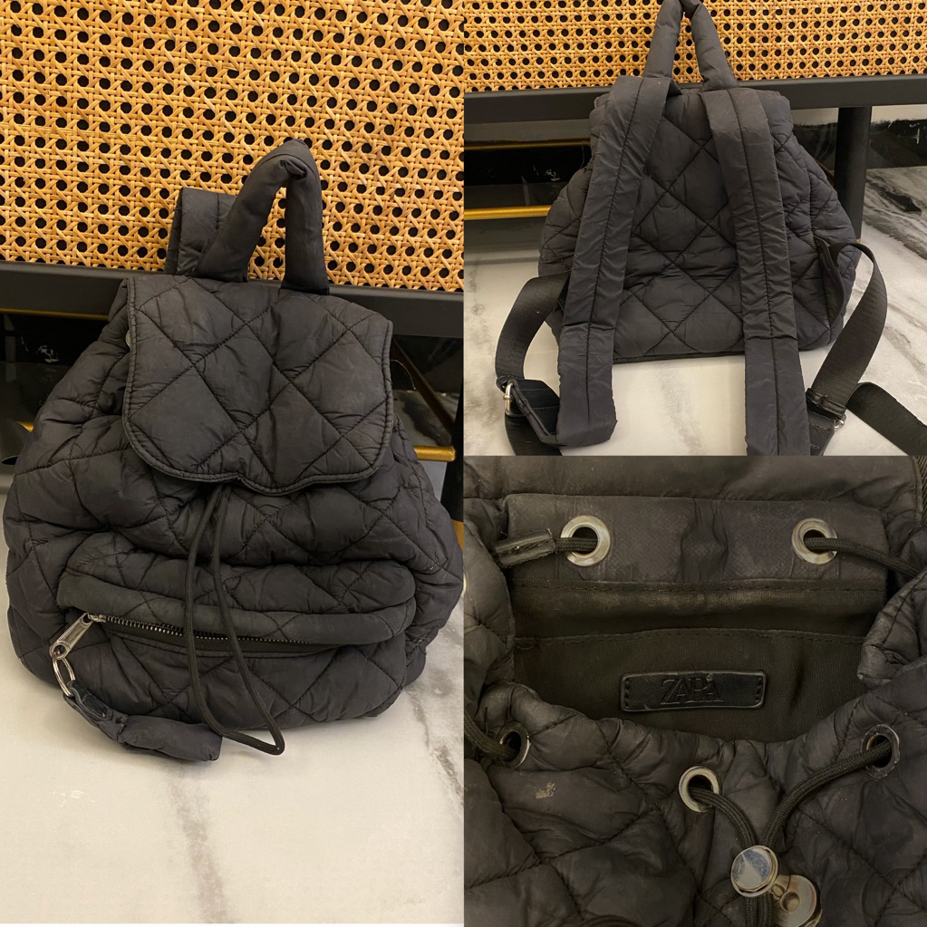 zara puffer backpack