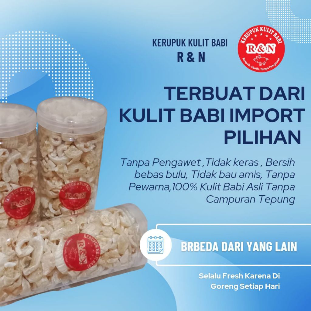 

KERUPUK KULIT BABI R&N IMPORT PREMIUM TOPLES UKURAN SMALL ISI 100 GRAM,CU JIU CHA,RAMBAK,CRISPY PORK SKIN