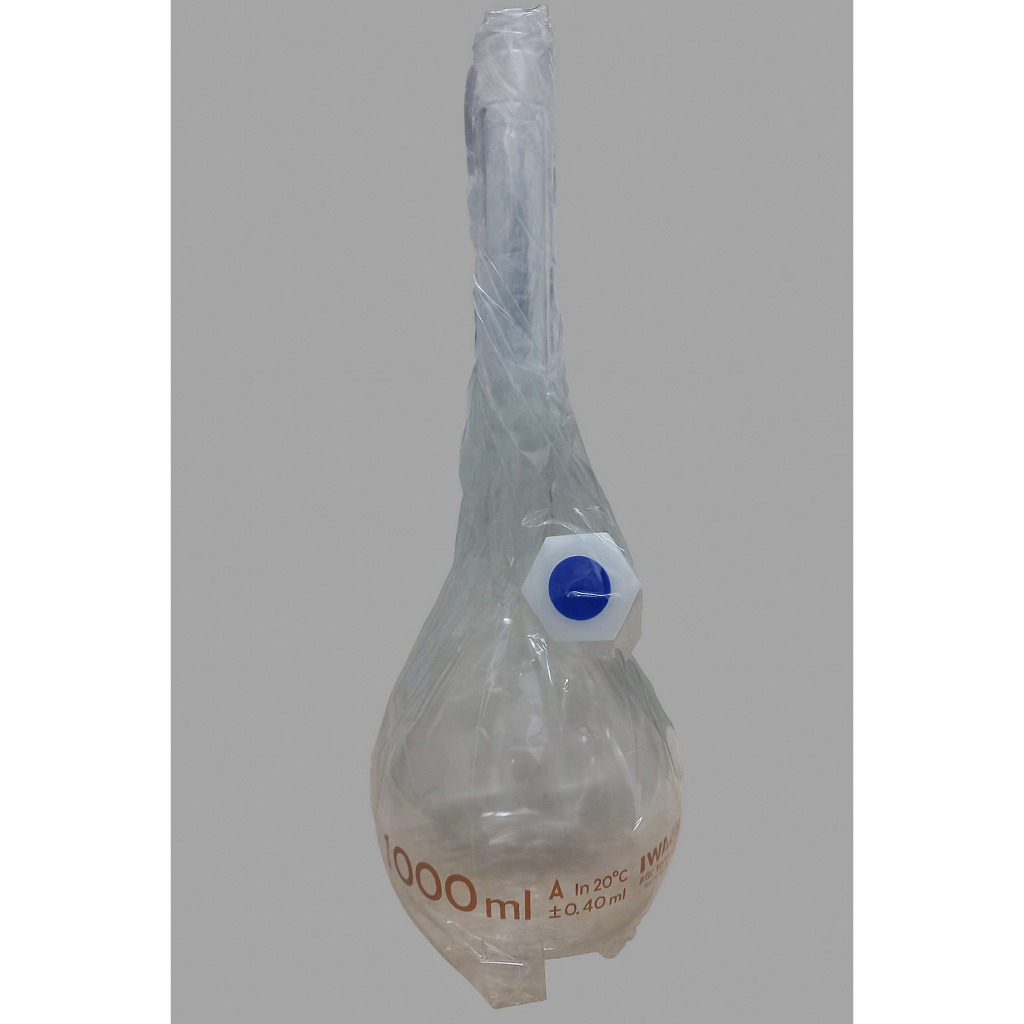 Labu Ukur IWAKI 1000 ml Kaca Borosilikat Kelas A – Volumetric Flask