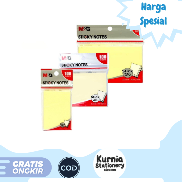 

M&G Sticky Note All Variant Size / Memo Tempel Kuning Polos 100 Lembar