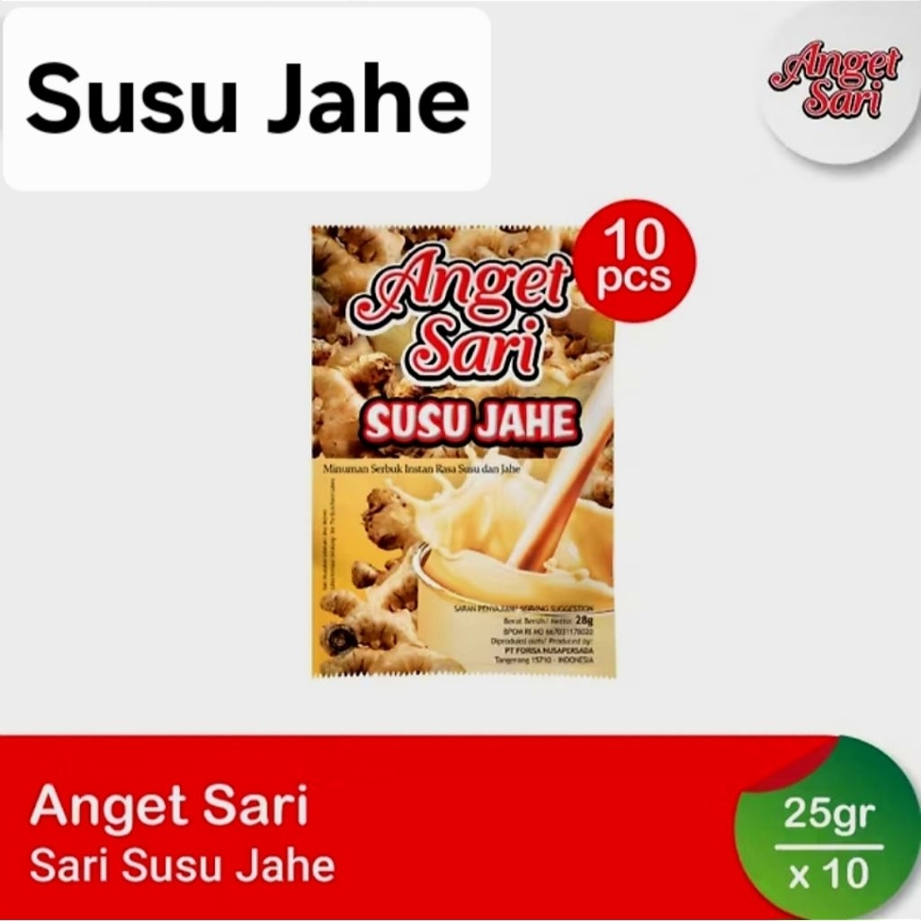 

(10 pcs) Anget Sari Susu Jahe Minuman Rempah Serbuk 25 gr | Mom Happy Store