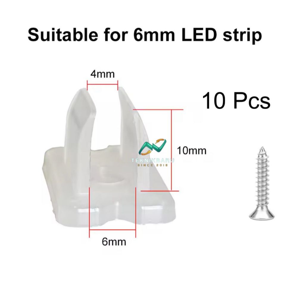 KLEM LAMPU NEON 12V / 220V BRAKET LED NEON FLEX DC PLASTIK PENJEPIT 10 PCS 6MMX12MM