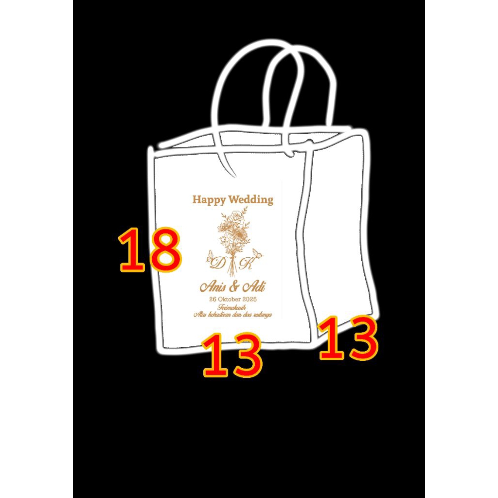 

paper bag putih 13 x 13 x 18 sablon