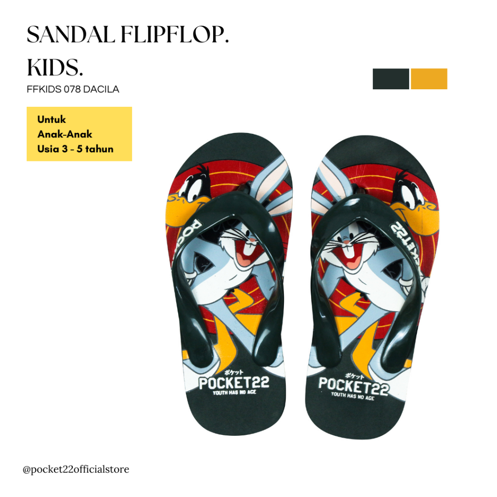 POCKET22 SANDAL MOTIF ANAK-ANAK FFKIDS 078 DACILLAUNTUK USIA 3 - 5 TAHUN TERBARU