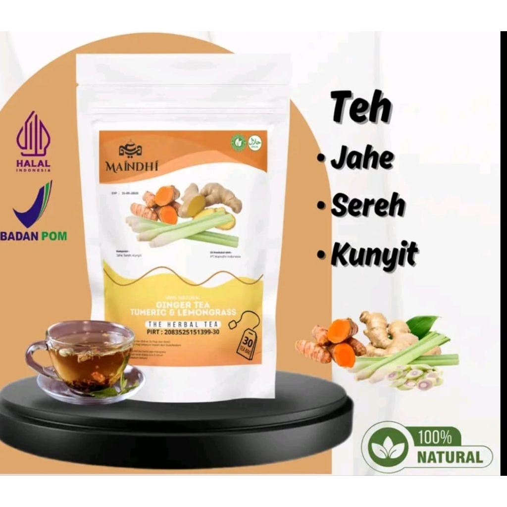 

MAINDHI teh sereh, kunyit dan jahe kemasan 30 tea bag minuman