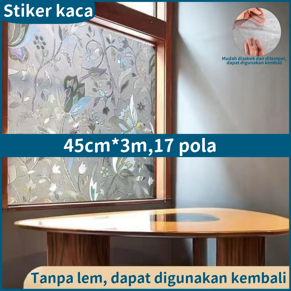 [COD]sticker kaca jendela 45cm*300cm,sticker kaca jendela rumah 3d minimalis bermotif,stiker pintu k