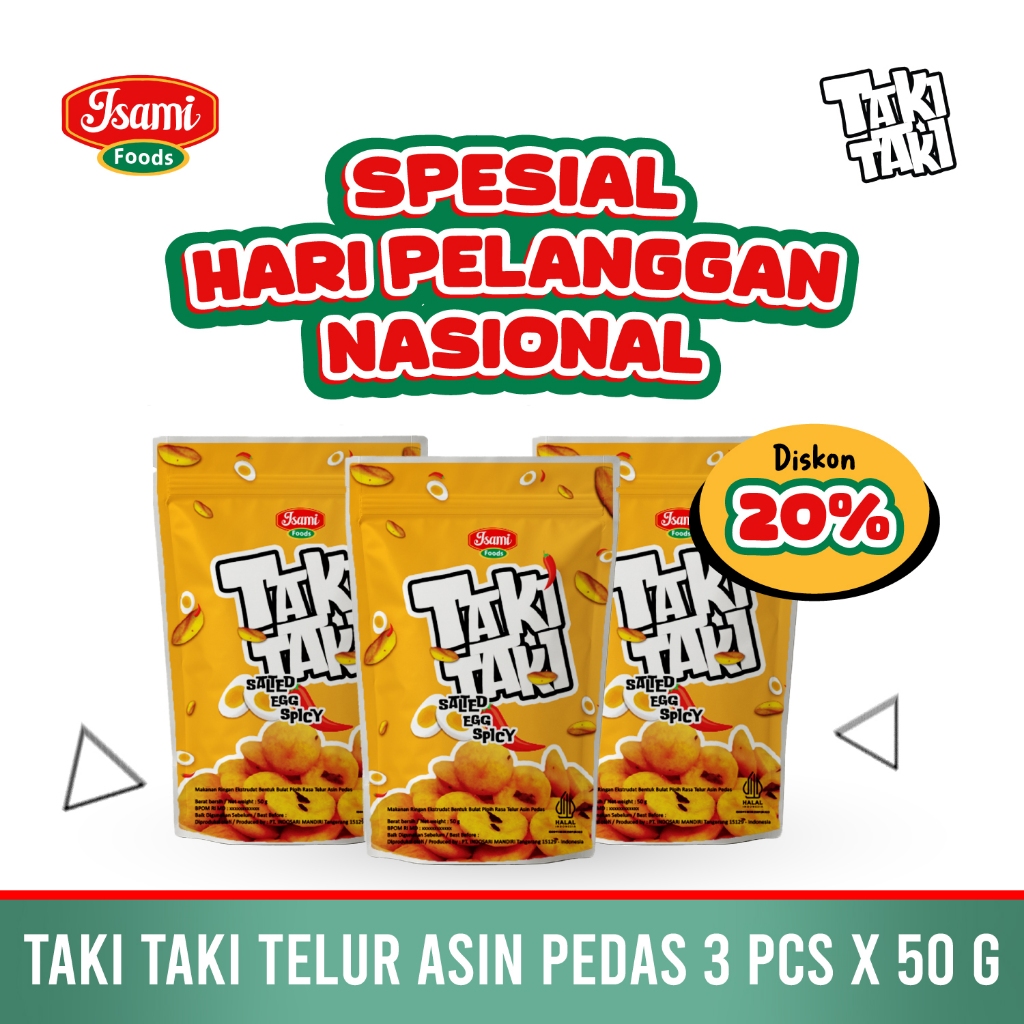 

Cemilan Pedas Taki Taki Salted Egg Spicy 50 gr x 3 pcs