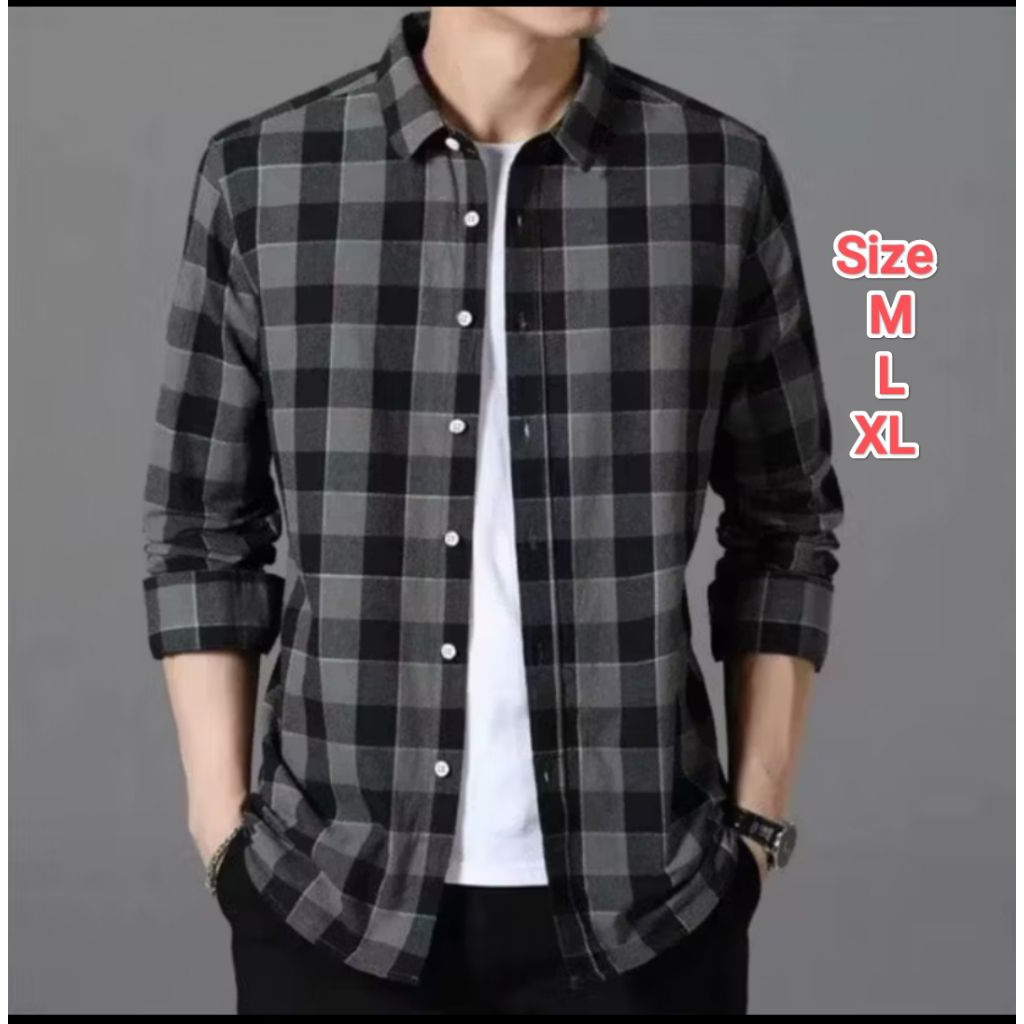 Kemeja flanel pria lengan panjang | Kemeja kotak-kotak pria lengan panjang | Hem kotak-kotak cowok |