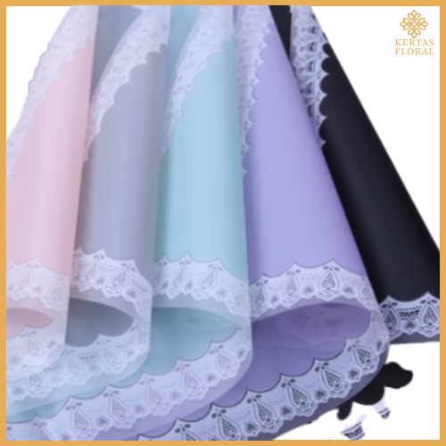 

Kertas Buket Bunga Motif Renda Lace Border Cellophane Flower Wrapping Paper KB6175