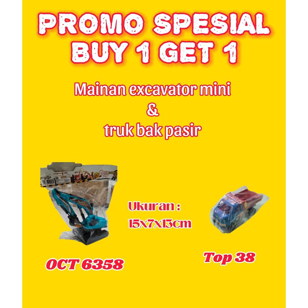 Bego & Trul Promo Spesial Buy 1 Get 1 Mainan Excavator Mini & Truk Bak Pasir Ukuran 15x7x13cm Top 38