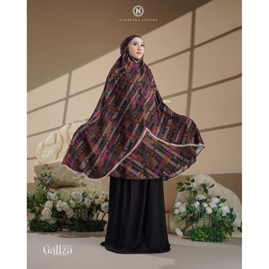 (READY)GALLZA MUKENA TERBARU bahan rayon premium by nadhera luxury bisa COD√Free pouch cantik