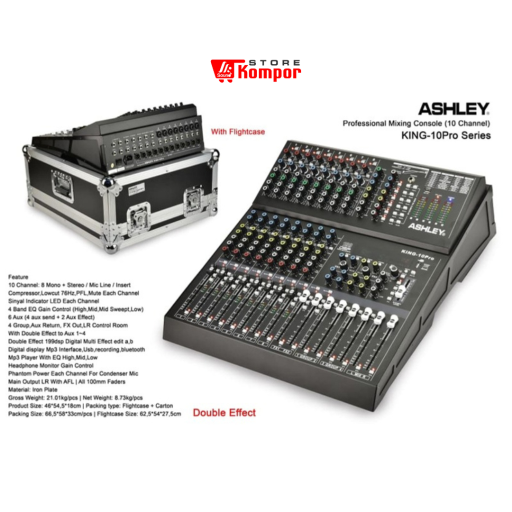 MIXER ASHLEY KING 10 PRO PLUS HARDCASE ORIGINAL / MIXER 10 CHANNEL ASHLEY KING 10PRO / KING10PRO