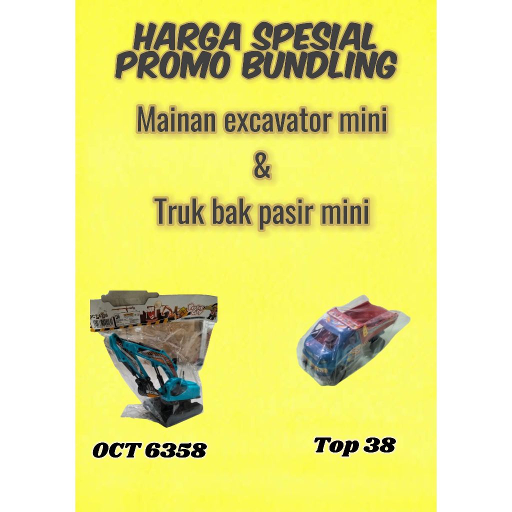 Bego Mainan Kendaraan Mini Bundling Promo Excavator & Truk Bak Pasir Mini TOP 38/OCT 6358 Harga Spes