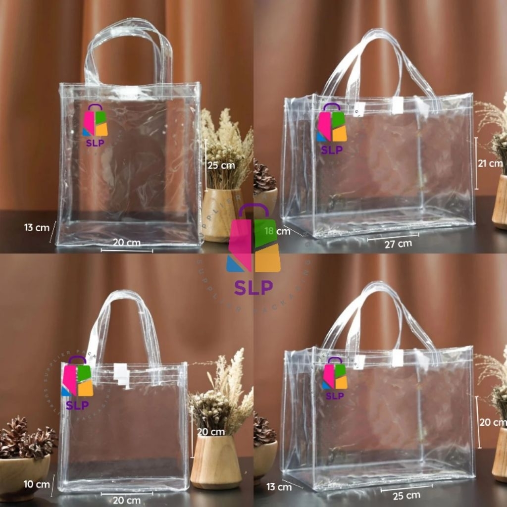 

tas mika 20x25 goodie bag hampers ultah souvenir ulang tahun tas mika transparan bening premium muat box nasi ayam