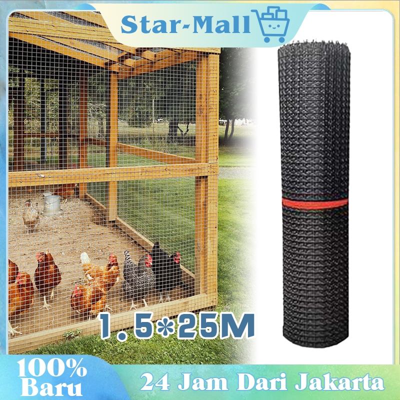 25 Meter Mesh Plastik Jaring Slat Chicken Wire Turus Fiber Plastik