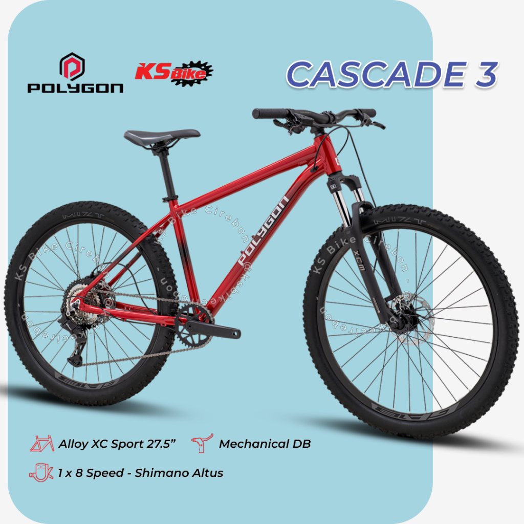 MTB Polygon Cascade 3 27.5 Inch - Frame Alloy 3 x 7 Speed Shimano Rem Cakram Disc Brake Sepeda Gunun