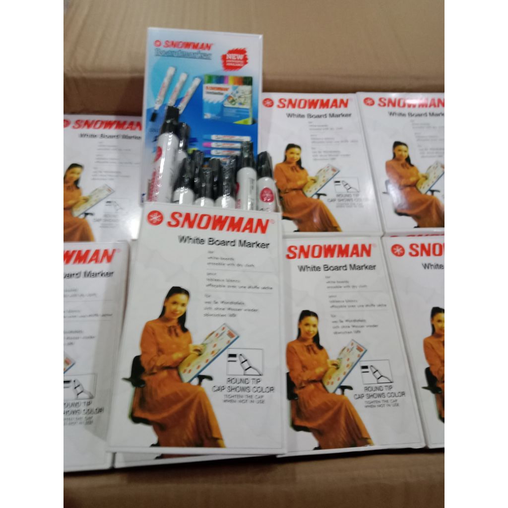 

spidol Whiteboard snowman warnahitam BG12 isi 12pcs