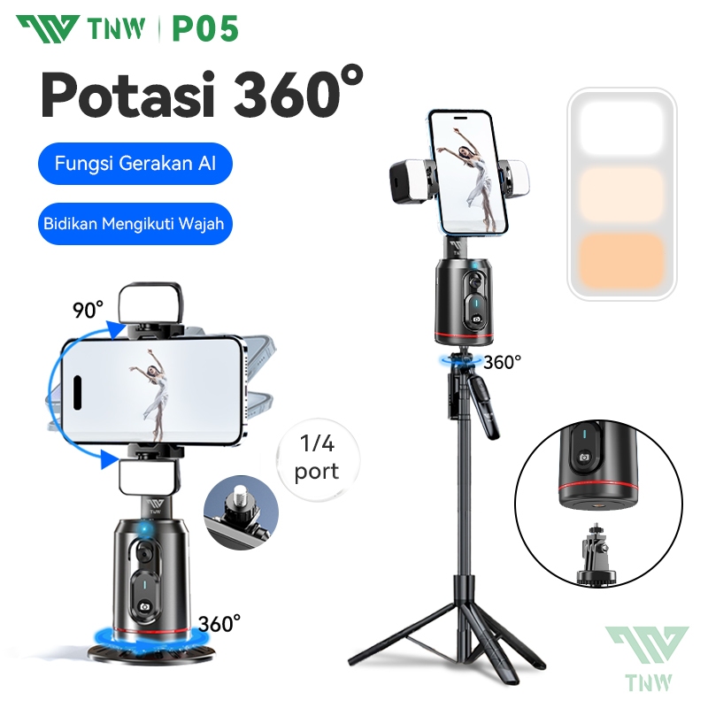 TNW P05 Face Tracking Tripod Bluetooth Gimbal Stabilizer Tripod 360°Rotation Tripod Tracking Gimbal 