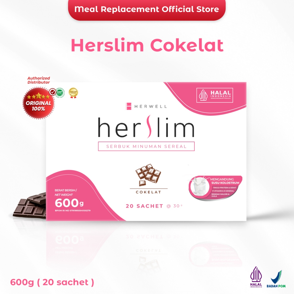 HERSLIM by HERSLIM 1 Box isi 20 Sachet Meal Replacement Susu Diet Penurun Berat Badan