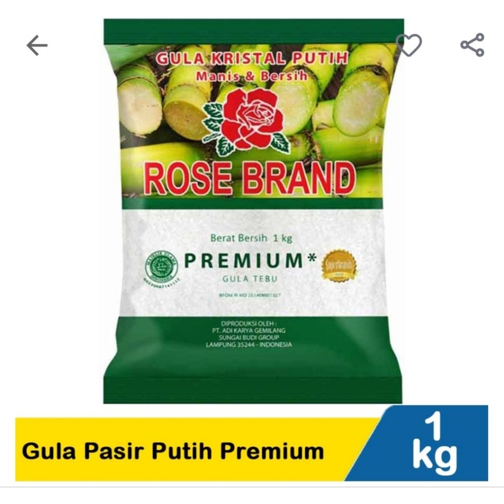 

Gula pasir putih Rose Brand 1Kg