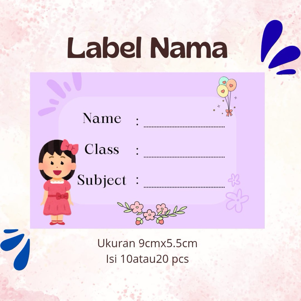 

COSTUM STIKER LABEL NAMA/Buku Sekolah/Buku Ngaji/ Buku mata pelajaran/Buku Aesthetic