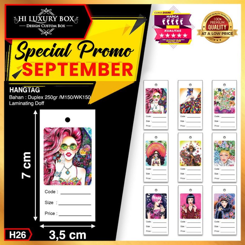 

Hangtag|Murah|Label|Baju|Aksesoris|Tag|Motif|3,5x7|H26