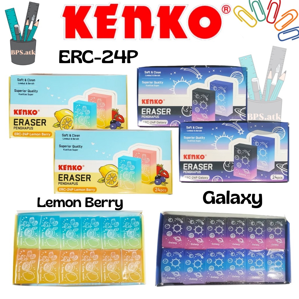 

(24 pcs) KENKO Eraser / Penghpus ERC-24P Galaxy / Lemon Berry Penhapus Kualitas Super (Pasti Bersih)
