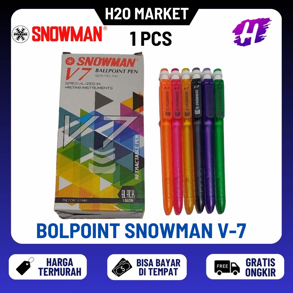 

❤️H2O❤️Pen Pulpen Snowman V7 Bolpoin Snowman V-7 (1 Pcs)