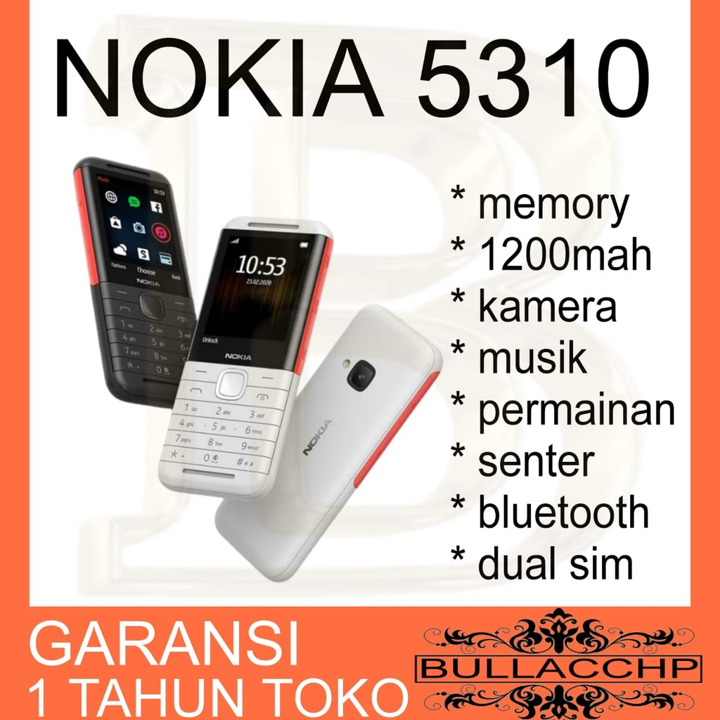 HP NOKIA 5310 2020 (BARU) [GARANSI 1 TAHUN] Kamera, Memori, Musik, Radio, Senter, Memori, Dual SIM