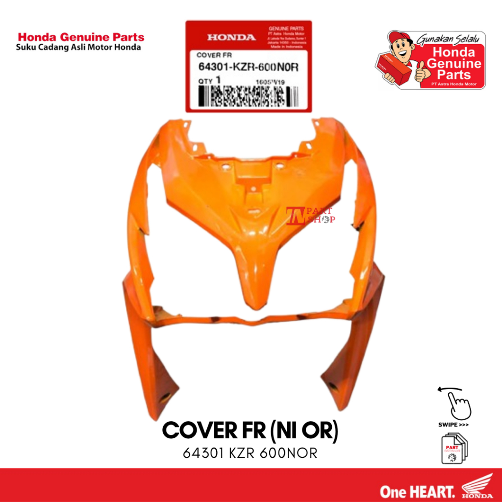 Cover Depan Orange (Cover FR (NI OR)) - Vario 125 Techno Fi / 64301-KZR-600NOR