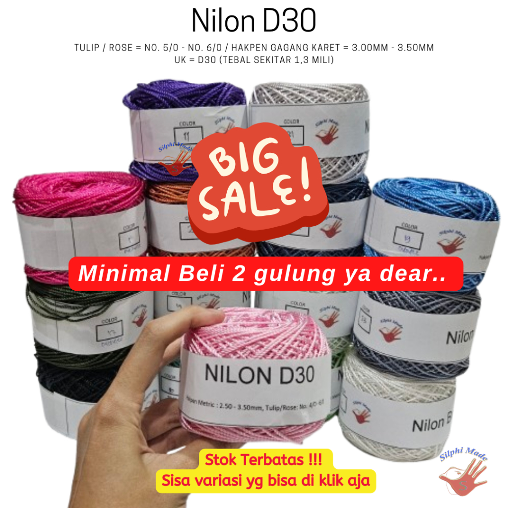 Benang Nilon D30 - Benang Rajut Nylon | Cocok untuk Tas Dompet Aksesoris Rajut