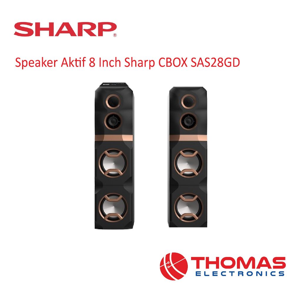 Speaker Aktif Stereo Bluetooth 8 Inch Sharp CBOX SAS28SR SAS 28 SR FM Radio Garansi Resmi