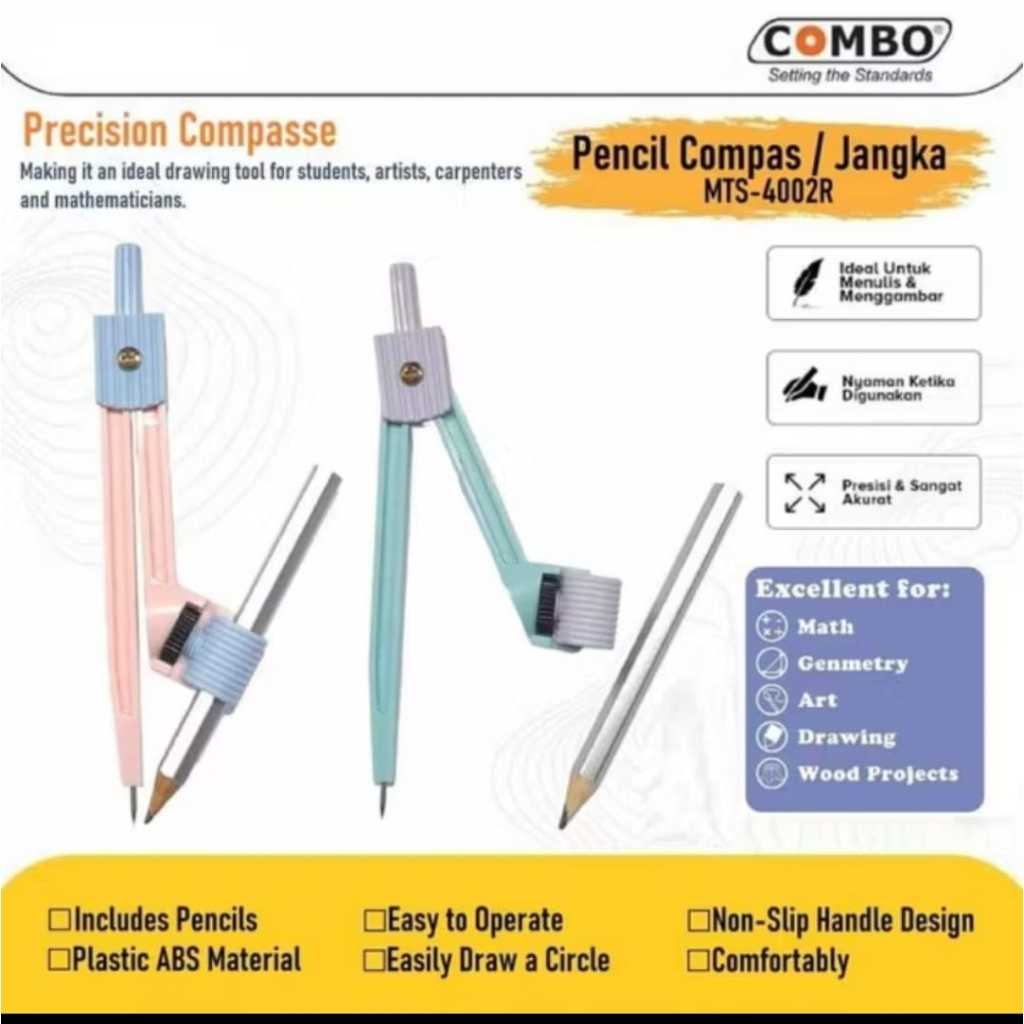 

Jangka Compass / Jangka Matematika / Pencil Compass / Jangka Set Pensil MTS-4002R Combo