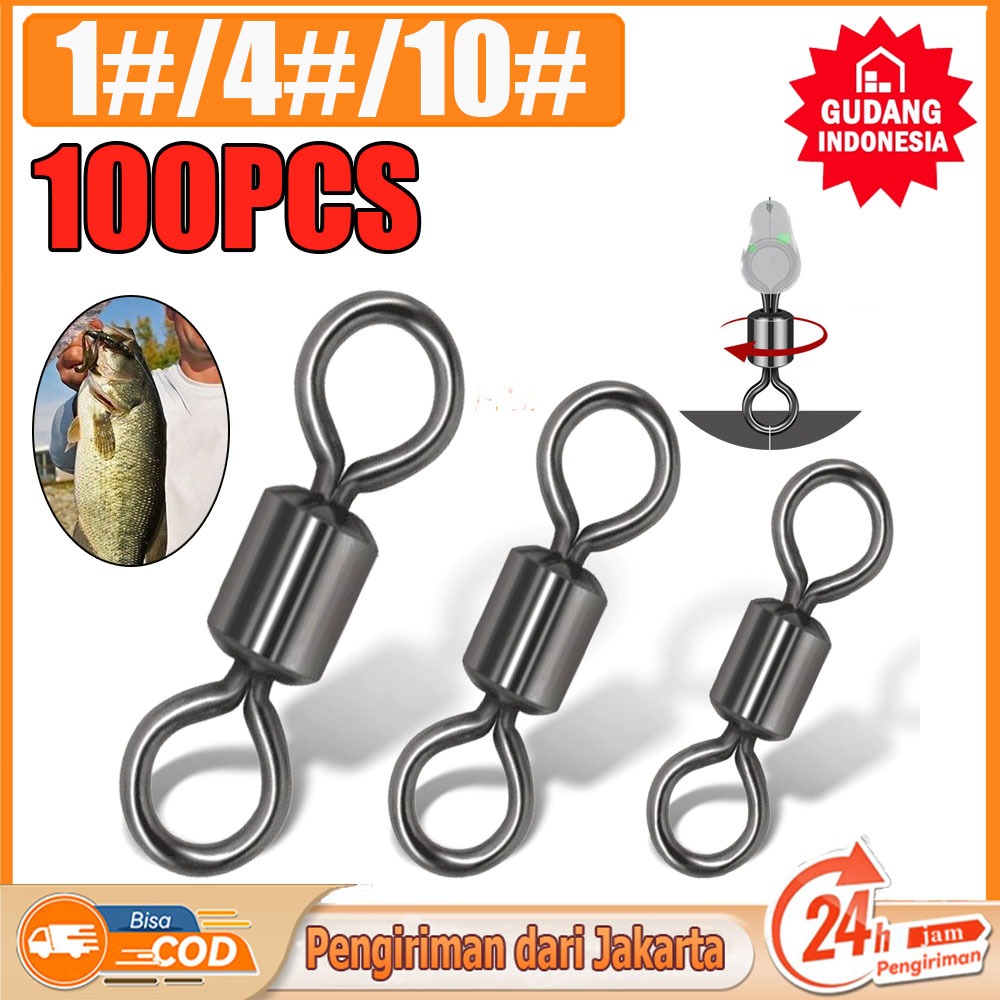 【COD】1#/4#/10#Swivel 100pcs swivel kuat  roling swivel  swivel snap pancing swivel pelampung swivel 
