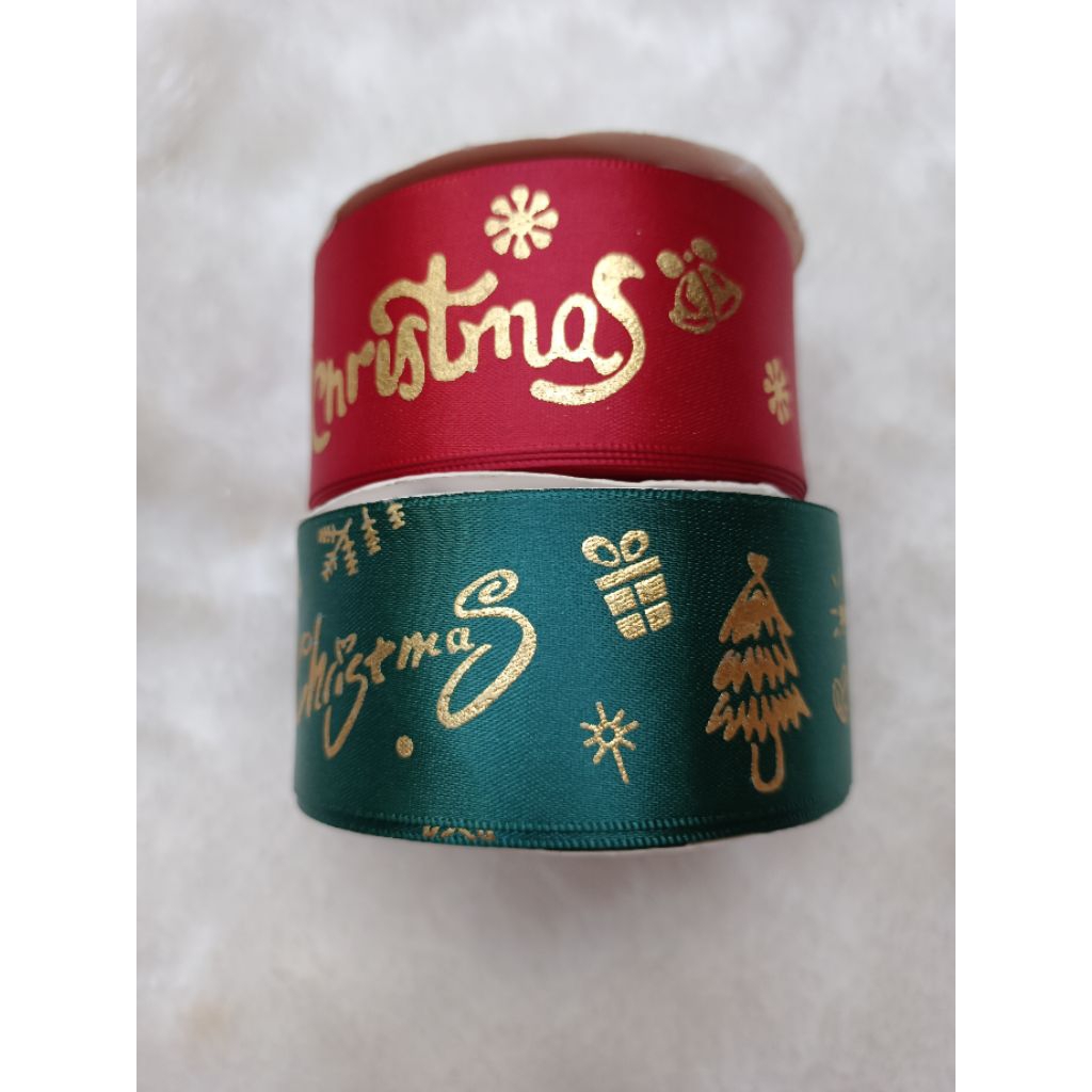 

Pita satin motif natal 4 cm roll 20 yard