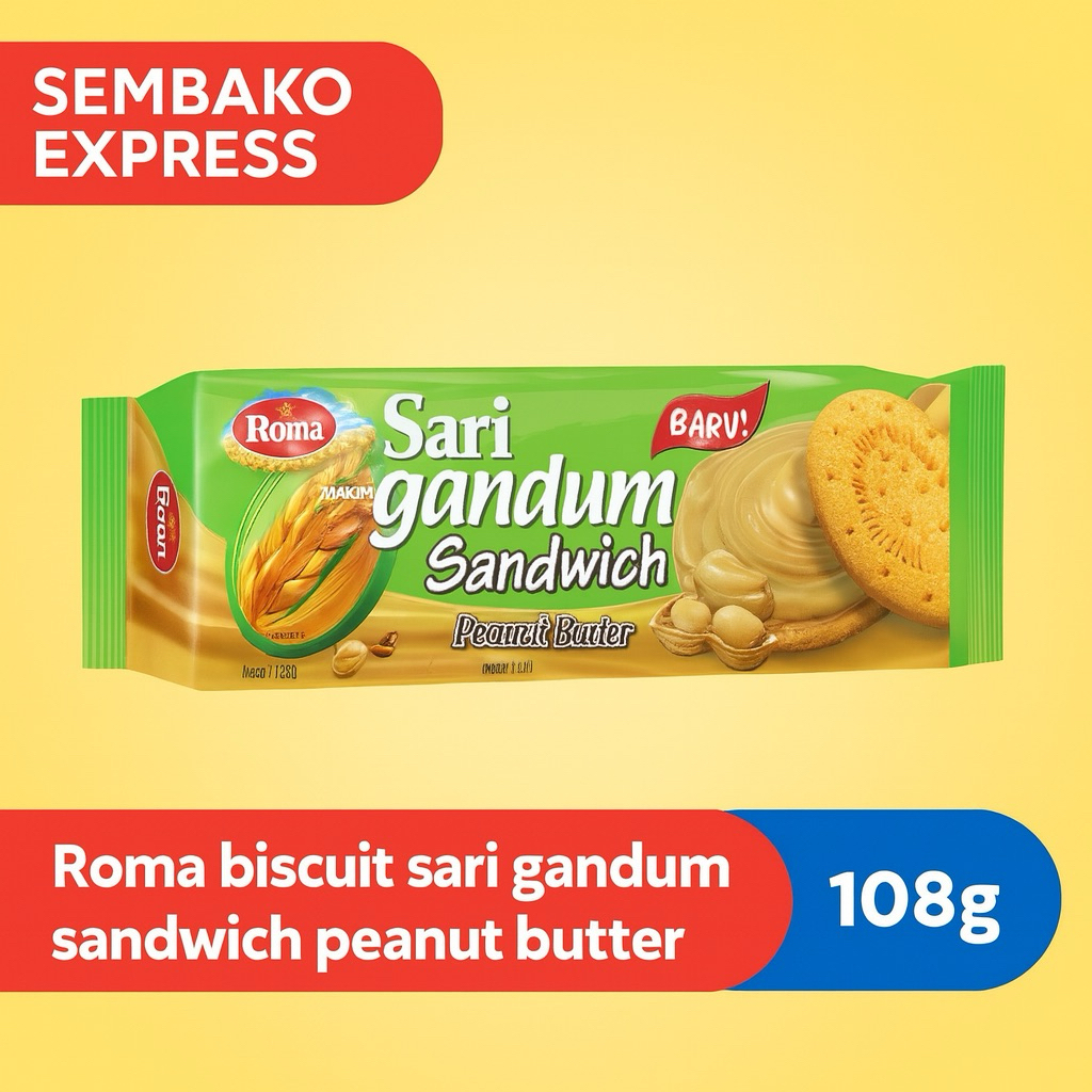 

Roma Sari Gandum Sandwich Peanut Butter 108g