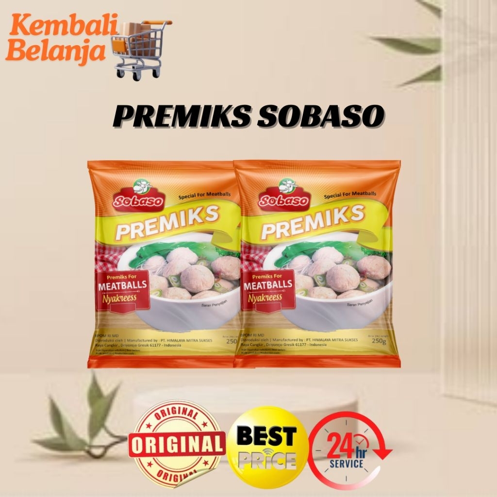 

Premiks Tepung Bakso Sobaso 250 Gram/ Sobaso Premiks/ Sobaso Premiks Bakso Nyakreess/ Bakso Premiks Perenyah Bakso/ Tepung Premiks Nyakress