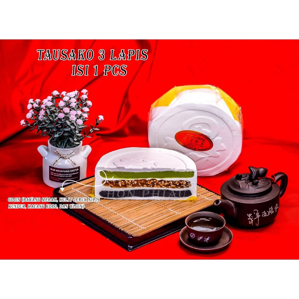 

Mooncake/kue bulan tausa ko 3 lapis... isi gojin, tausa pandan, tausa hitam