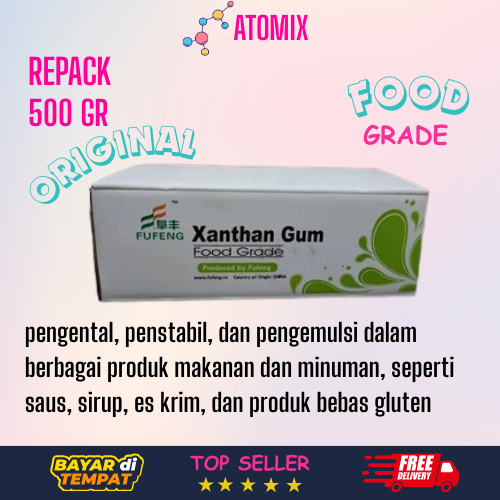 

PREMIUM XANTHAN GUM IMPORT FUFENG FOOD GRADE 500 GR MESH 200 PENGENTAL BAHAN ADONAN ODOL COSMETIC ES KRIM MINUMAN MAKANAN PANGAN KIMIA POWDER
